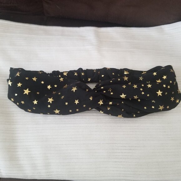 Accessories - 3/$15 Black and Gold Star Headband Twist Knot Front Chiffon
